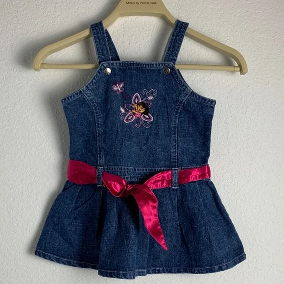 Nickelodeon Blue Denim Dress with Pink Bow - Picture 1 of 2